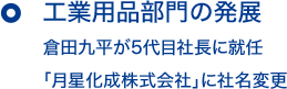 工業用品部門の発展 倉田九平が5代目社長に就任 「月星化成株式会社」に社名変更