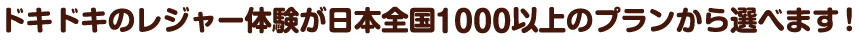 ドキドキのレジャー体験が日本全国1000以上のプランから選べます！